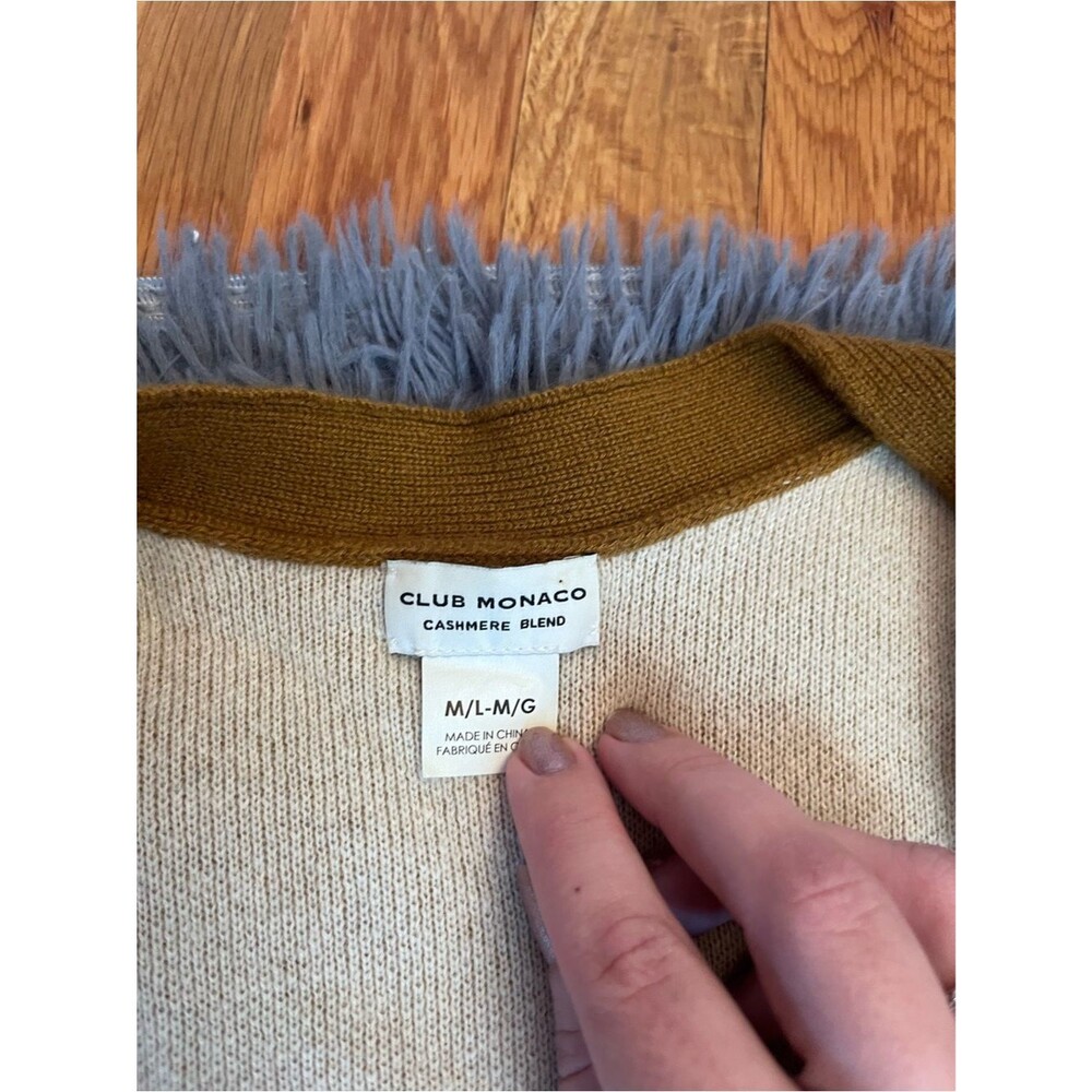 Club Monaco Light Brown Open Front Cashmere Chunky Oversized Cardigan Size M L - Picture 3 of 6
